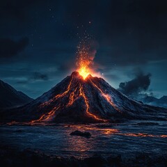 Volcanic Eruption Illuminating the Dark Sky