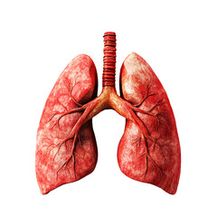 Detailed Human Lungs Anatomy 3D Medical Illustration on White Background for Healthcare Education
