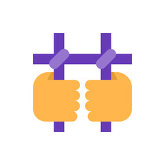 Illustration of two hands holding onto purple bars, depicting a sense of confinement or being trapped, isolated