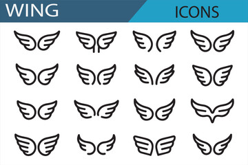 Wing Icons in Different Styles for Use in Creative Designs