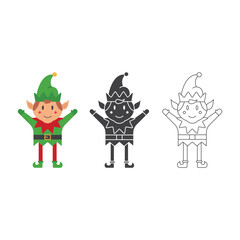 Christmas Elf Icon Set Vector Design.
