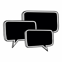 Fototapeta premium 黒塗りの吹き出し3つのアイコン / Icon of three solid black speech bubbles