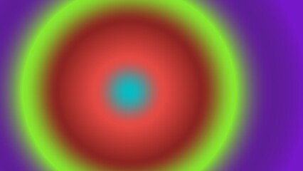 Concentric circles of vibrant, blurred colors; red, teal, lime green, purple gradients create a hypnotic effect