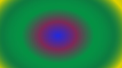 Concentric circles of vibrant, graduated color; green, yellow, red, blue hues