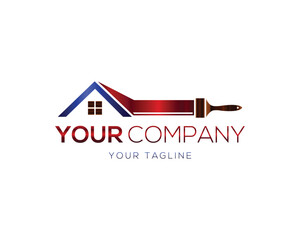 Home painting company logo design vector template real estate renovation services promotion