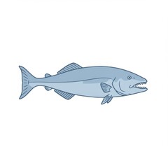 Fototapeta premium Blue and Gray Fish Illustration Pixel Art