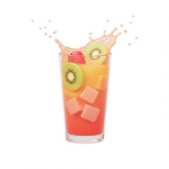 Refreshing Fruit Cocktail with Kiwi and Strawberry