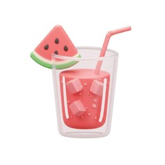 Refreshing Watermelon Drink with Ice Cubes