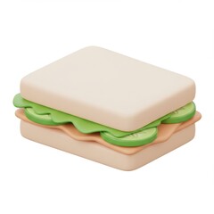 Simple 3D Render of a Cucumber and Lettuce Sandwich