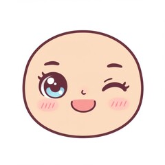 Cute Cartoon Face with a Wink