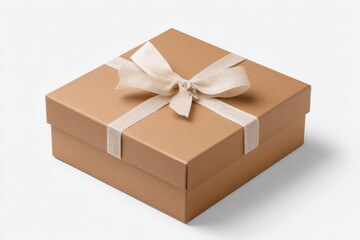 A light brown gift box with a cream-colored ribbon.  Perfect for any occasion!