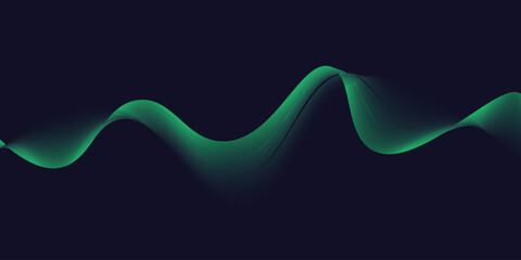 Elegant Blue and Green Line Wave Design with Fluid Dynamics, Perfect for High-Tech Backgrounds, Futuristic Digital Artwork, and Contemporary Graphic Design Projects