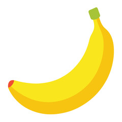A ripe yellow tropical banana, a healthy and sweet fruit, isolated on a fresh white background