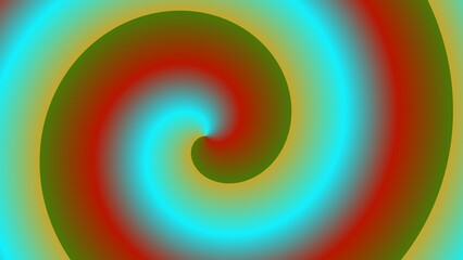 A vibrant spiral of red, green, and cyan hues, creating an optical illusion of depth and movement