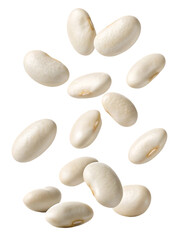 Creamy white kidney beans falling a healthy food cascade Delicious legume image