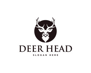Elegant deer head logo design vector template