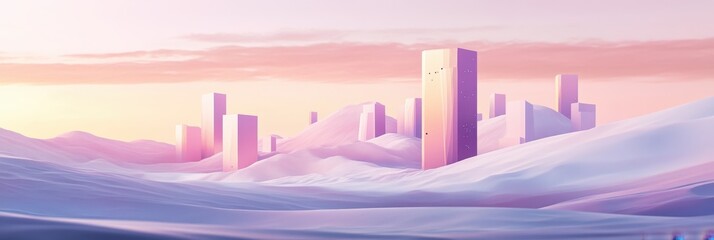 Fototapeta premium Pastel City on a Dreamy Landscape