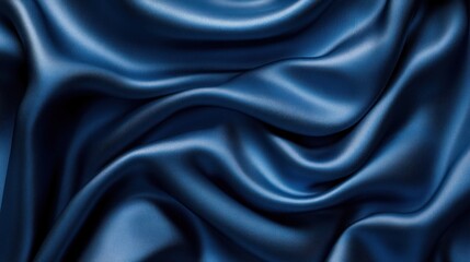 Obraz premium Deep blue satin fabric drapes in elegant folds