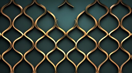 Fototapeta premium Luxurious Seamless Arabic Geometric Pattern in Gold on Teal Background