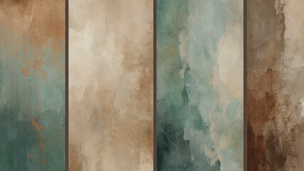 Earth-Toned Watercolor Texture Panels in Brown, Beige, and Teal