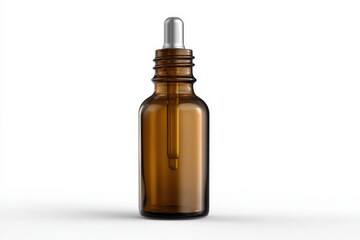 Amber glass dropper bottle against a white background. Perfect for essential oils or serums.