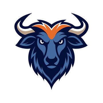 Wildebeest head mascot logo design vector
