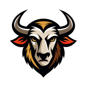 Wildebeest head mascot logo design vector