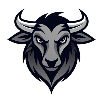 Wildebeest head mascot logo design vector