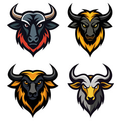 Naklejka premium Wildebeest head mascot logo design vector