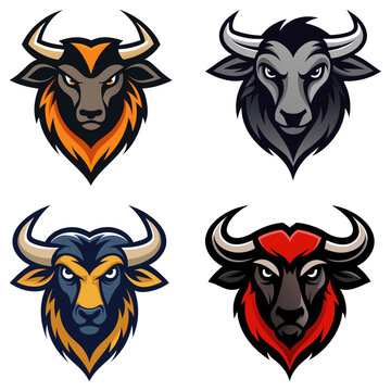 Wildebeest head mascot logo design vector