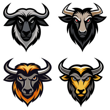 Wildebeest head mascot logo design vector