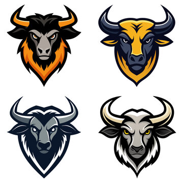 Wildebeest head mascot logo design vector