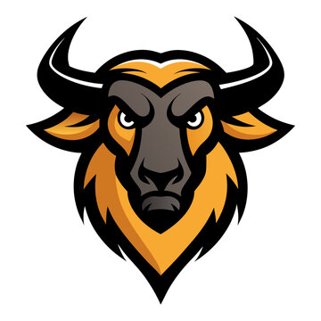 Wildebeest head mascot logo design vector