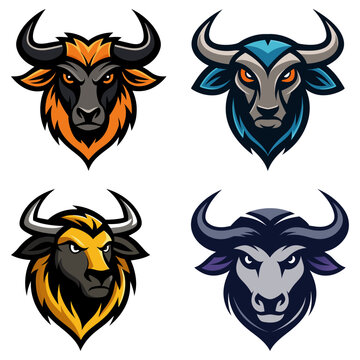 Wildebeest head mascot logo design vector