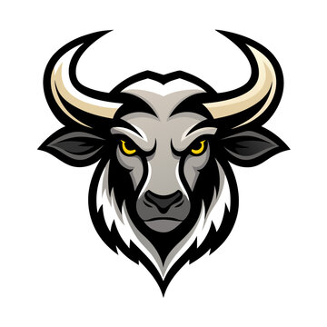 Wildebeest head mascot logo design vector