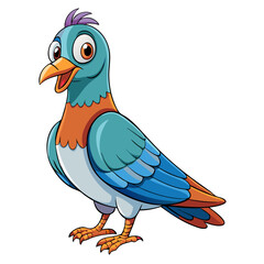 Fototapeta premium Cartoon Extinct Bird Passenger Pigeon in Fun Mood for Children’s Projects