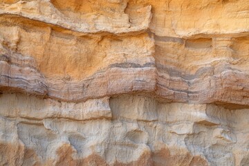 A detailed close-up reveals layered sandstone formations with varied textures and subtle color gradients in the earth's crust.