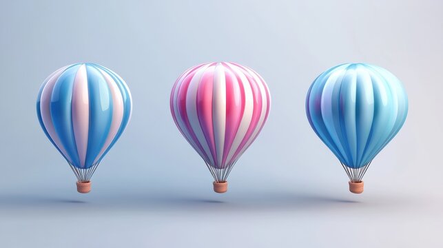 Zestaw b&Aring;yszcz&Auml;cych balon&Atilde;&sup3;w w kszta&Aring;cie serc w odcieniach r&Atilde;&sup3;&Aring;&frac14;u i niebieskiego wyodrebnione z tla