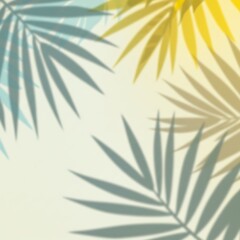 Golden Hour Palm Shadows: Subtle Teal & Yellow Hues AI Generated