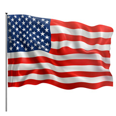 Fototapeta premium American flag waving with fabric folds isolated on transparent background