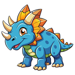 Cute Cartoon Triceratops in Playful Mood for Kids and Dinosaur Art