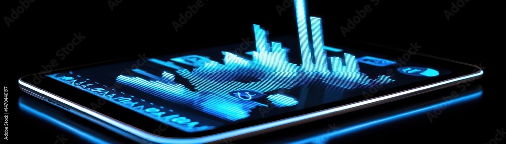 Poster A futuristic digital analysis of graphical information is displayed