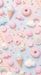 Fototapeta premium Pastel Dreams: Sweet Treats 3D Render AI Generated