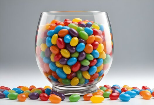 A glass bowl filled with colorful jelly beans