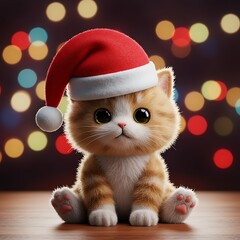 Heartwarming Christmas Kitten: Festive 3D Render AI Generated