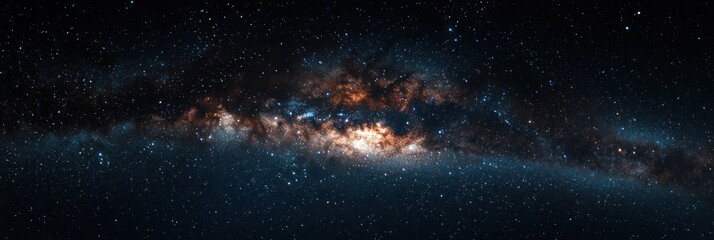 Fototapeta premium A breathtaking panorama of a nebula, swirling cosmic dust and gas illuminated by distant stars, creating a vibrant display of color and texture across the vast expanse of space