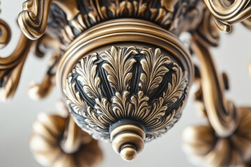 Intricate gold and black ornate chandelier detail showcasing exquisite craftsmanship and decorative flourishes.