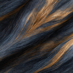 Naklejka premium Elegant Fur Texture: A close-up showcases a mesmerizing pattern of luxurious fur, blending dark and golden hues into a sophisticated and tactile design.