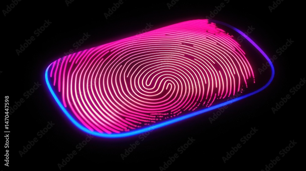 Poster an illuminated fingerprint graphic showcases security and biometric identity