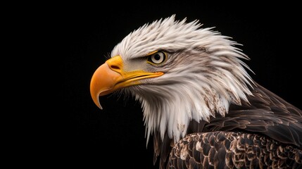Obraz premium A close portrait of an eagle head and upper body